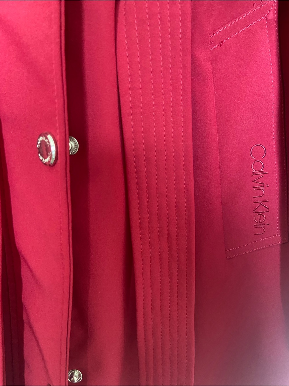 Calvin Klein Red Snap-Front Coat - Picture 7 of 11